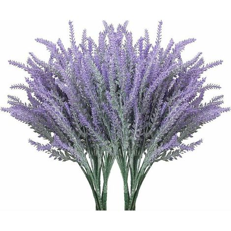 10 fleurs de lavande artificielles violettes. Lavande artificielle floquée à monter soi-même pour la décoration.-AquaForge (1/5)