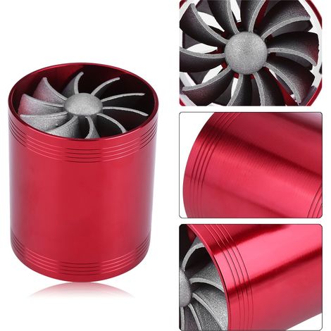 Turbine d'admission d'air en aluminium pour voiture, double ventilateur, super chargeur turbo, économiseur de carburant, rouge (1/5)