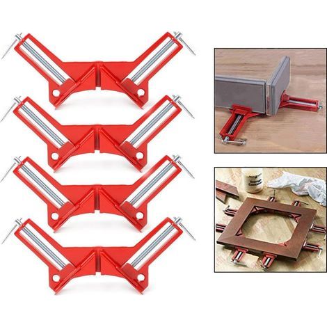 90 Degree Angle Clamp - Set of 4 - Adjustable Angle Clamp, Picture Frame Angle Clamp, Wood Welding Angle Clamp, Red (1/5)