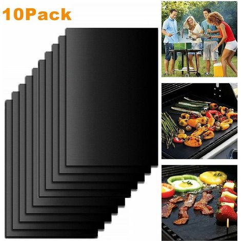 Eine Packung mit 10 Teflon-Grillmatten, die Temperaturen bis zu 500°F standhalten.