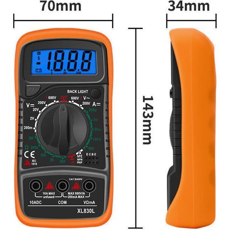 XL830L 2000-Count-Digitalmultimeter, Mini-Multimeter, Batterietester, Strom-, Spannungs-, Wechsel- und Gleichstrom-Widerstands-, Summer-, Transistor-Voltmeter- und Amperemeter mit hintergrundbeleuchte (1/5)