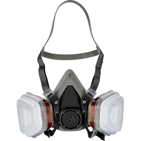 Demi-masque réutilisable 3M 6002C - Demi-masque avec filtre interchangeable contre les gaz organiques, les vapeurs et les particules. (1/5)