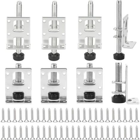 Lot de 8 pieds de meubles réglables, pieds réglables en acier de 50 mm + 102 mm avec petites vis, pieds de table réglables pour meubles, tables, étagères, armoires (argent) (1/5)
