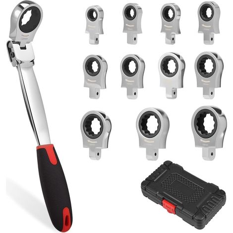Ensemble de Clés à Douille 8-19mm Métrique Cliquet avec Têtes Interchangeables et Rangement - (1/5)