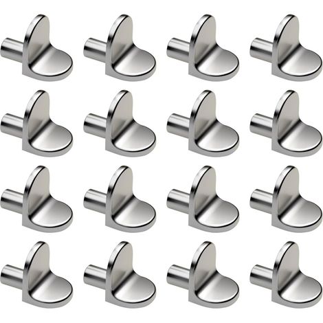 16 pezzi di perni di supporto per mensole da 5 mm, staffe per mensole a muro, perni metallici a L per mensole, per mobili, armadi e credenze