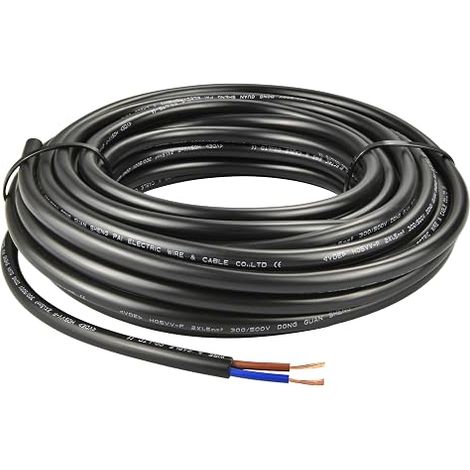 Câble 2x1,5mm² 10M Noir - Fil Électrique Rond 2 Conducteurs (1/4)