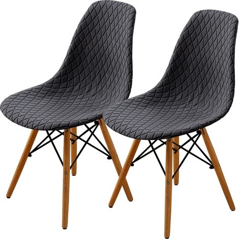 Housse de Chaise Scandinave, Amovible Lavables, Extensible Shell Gris 2 Pieces (1/5)
