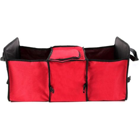 Boîte de rangement pliable et antidérapante, organisateur de coffre de voiture, conteneur de stockage de nourriture pour jouets, sac de rangement de voiture(rouge) (1/5)