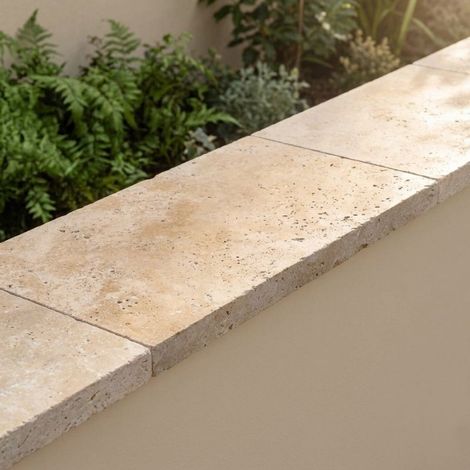 Couvertine Mur Travertin Beige Mix 1er choix Vieilli - 61x27x3 cm - À l'unité - Ti'ma Stone (1/5)