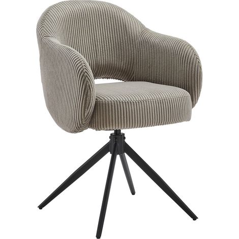 Fauteuil pivotant 360° en velours côtelé gris clair avec assise à ressorts ensachés - PANGIVO (1/5)