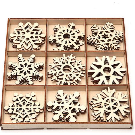 36 Pieces Christmas Wooden Snowflak,Wooden Christmas Pendant Decoration,Wooden Christmas Hanging Pendants,Wooden Christmas Shapes,Christmas Wooden Snowflake Ornaments. (1/5)