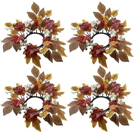 Kerzenkranz, Ahornblatt-Kerzenkranz mit Beeren für Thanksgiving, A-- (1/5)