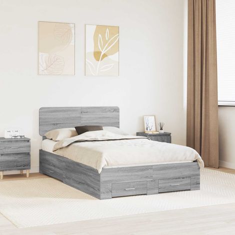 Bed Frame Grey Sonoma 120 x 200 cm Engineered Wood vidaXL (1/5)