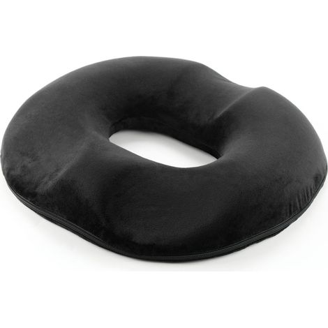 (Schwarz) 45 cm x 41 cm großes, ringförmiges Sitzkissen aus Polyester, orthopädisches Kissen bei Hämorrhoiden, ergonomisches Anti-Dekubitus-Kissen für Bürostühle (1/5)