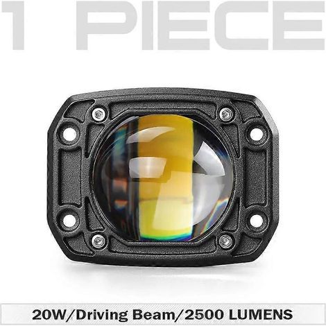 Projecteur de travail LED encastré de 7,6 cm (3 pouces) pour voiture, moto, quad, camion tout-terrain, 1 pièce, forme carrée, blanc 6000K, jaune 3500K, antibrouillard. (1/5)