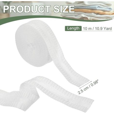 Bügelband，10 Meter，2,5 cm breit，Hosen einfach kürzen，zum Kürzen von Kleidung oder Vorhängen，Weiß (1/4)