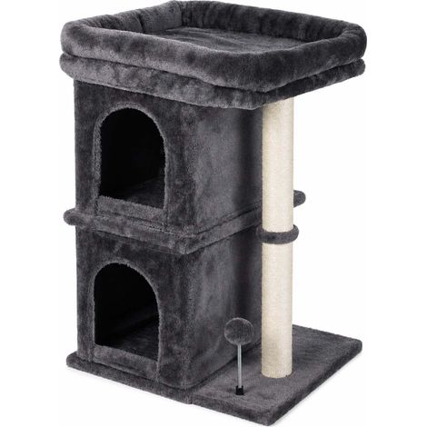 Skylos Cat Tree with Scratching Sisal Post Large Top Perch 2 Condos Dark Grey (1/5)