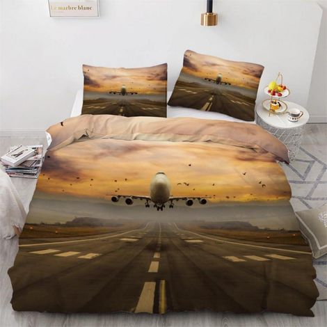 Bettwäsche-Set 135x200 cm 2-teilig Flugzeug 3D Mikrofaser mit Reißverschluss