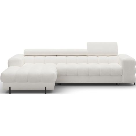 Canapé d'angle gauche convertible Blanc style épuré 285x99x181cm FILTRO (1/5)