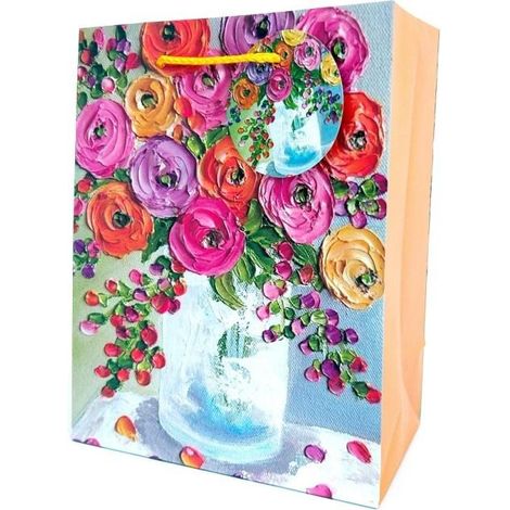 Bolsa decorativa mate de 18x23x10cm con flores