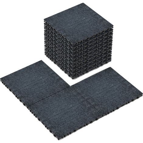Dalles de tapis emboîtables, 36 pièces, 12" par dalle, utilisation extérieure, matériau en polypropylène, fabriquées à la machine (1/5)