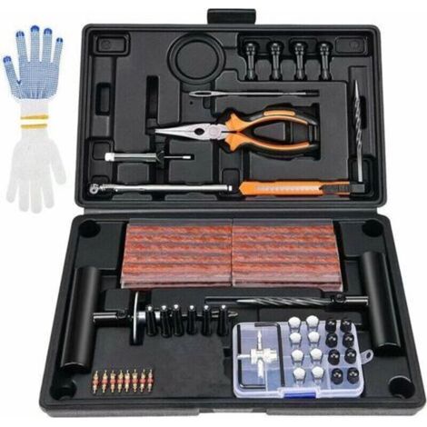 100 PCS Professional Motorcycle Tire Repair Kit Tire String Puncture Kit Tubeless Tire Repair Car Portable Multifunction Tool Box ATV Tire String Kit for Jeep, Truck, Tractor (1/5)