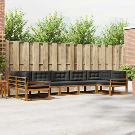 vidaXL Outdoor-Sofagarnitur mit Kissen 7 pcs Natur und Anthrazit (1/5)
