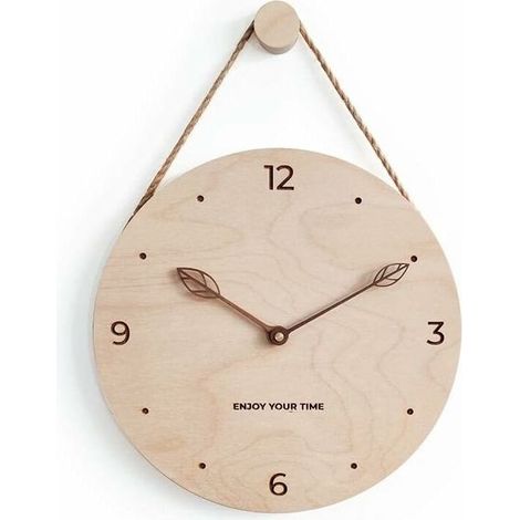 30 cm große rustikale Holzwanduhr für die Inneneinrichtung – dekorative analoge Hängewanduhr für Wohnzimmer, Schlafzimmer, Küche, Büro und Bauernhaus – ästhetische Blattzeiger und stabiler Haken