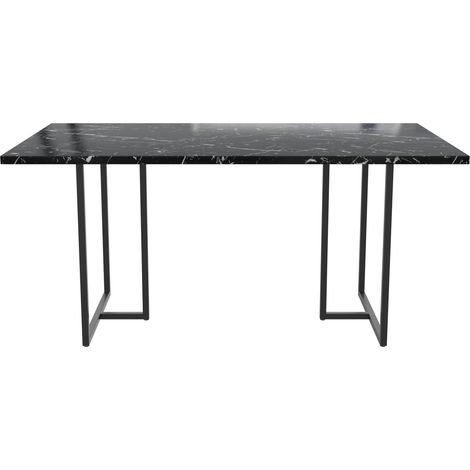 Astor-Table de salle à manger 160x90 cm 8 places en marbre aspect noir (1/5)