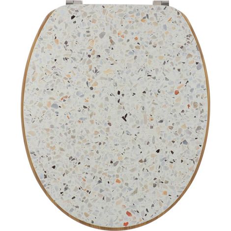 Wc-deckel mdf 18 inch deckel design bedruckt und sitz bambus-optik edelstahl-befestigungen - terrazzo - Tendance (1/4)