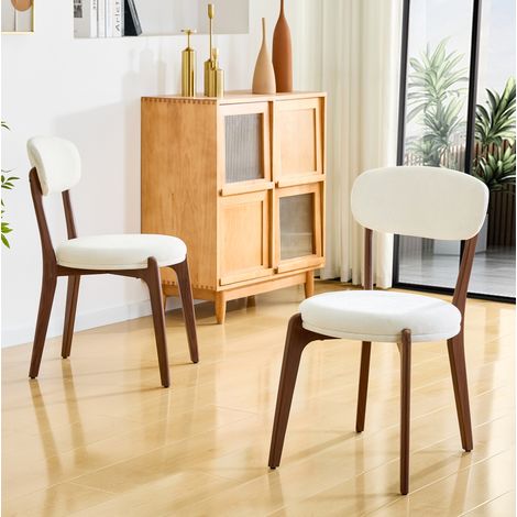 Chaise de salle à manger en lin blanc, moderne, robuste, montage rapide,48.5×55.5×84cm (1/5)