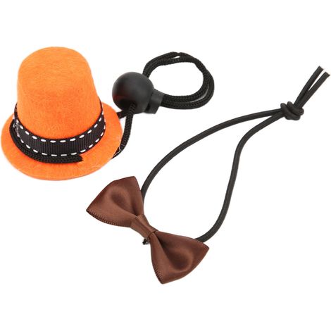 Chapeau et nœud papillon ajustables pour petits animaux (lézards, hamsters, hamsters), couleur orange. (1/5)