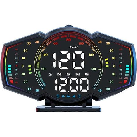 Compteur de vitesse GPS pour voiture avec affichage tête haute, alarme de vitesse, boussole et indicateur électronique de vitesse (km/h/mph) pour tous les véhicules (1/5)