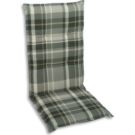 GO-DE Sesselauflage 110 x 50 x 6 cm grau kariert Auflage Polster Kissen Sessel (1/3)