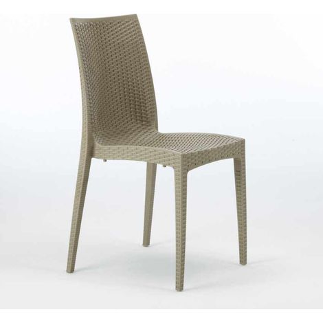 Sedie Poly rattan bar giardino gelateria impilabile Bistrot Grand Soleil - Beige