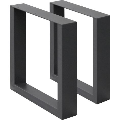 ECD Germany 2x Conjunto de Patas de Mesa Industriales Antracita Pies de Escritorio Banqueta Modernos Estables 40 x 43 cm Marco Protección Soportes de Acero para Banco para Cocina Oficina Comedor (1/5)