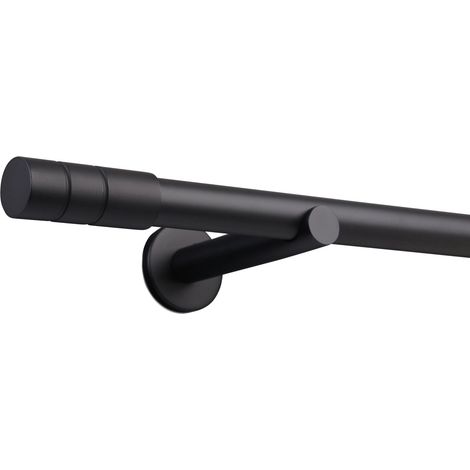 Gardinenstange auf Maß 25mm 1-läufig Schwarz-matt mit Zylinder - Serie Style 570cm (1/5)