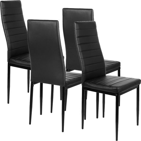 Skecten Set de 4 Sillas de Comedor,Tapizada en Polipiel, Patas de Metal,Sillas Modernas para Cocina, para Cocina,Comedor, Bar y Restaurante - Negro (1/5)