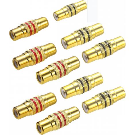 10 adaptateurs RCA femellefemelle plaqués or, coupleurs pour audio et vidéo (1/5)