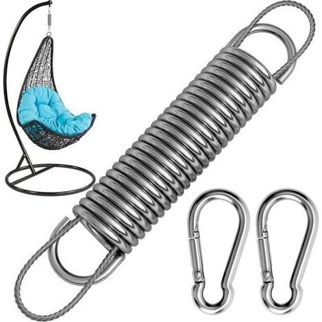 Fauteuil suspendu à ressort Swing Spring avec capacité de charge de 300 kg – 2 mousquetons M10, 1 anneau rotatif et 1 ressort – Suspension en acier inoxydable 304 pour fauteuil suspendu, sac de frappe (1/5)