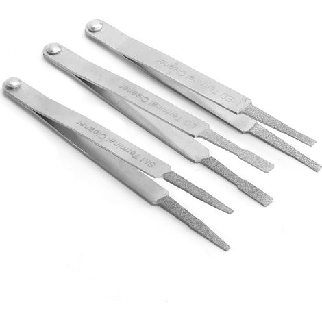 Lot de 3 nettoyeurs de bornes de réparation automatique pour petite pelle électrique connecteur diamant kit de nettoyage automobile poignée lame contacts électriques femme spa électrique (1/5)