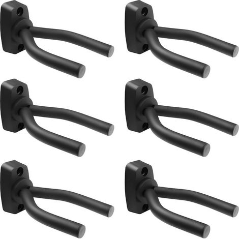6 pièces Support Mural pour Guitare Noir, Crochet de Guitare Supports Muraux pour Guitare, Support de Guitare Compatible pour Tous Types Guitares, Basse, Banjo, Ukulele, Fiddle (1/5)