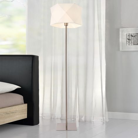[lux.pro] Lampadaire Métal Tissu Douille 1 x E27 152 cm Chrome Blanc (1/4)