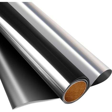 One Way Privacy Window Film Reflective Sun Blocking Heat Control Window Film UV Adhesive Window Film for Home and Office (Silver Black, 90 x 200 cm) (1/5)