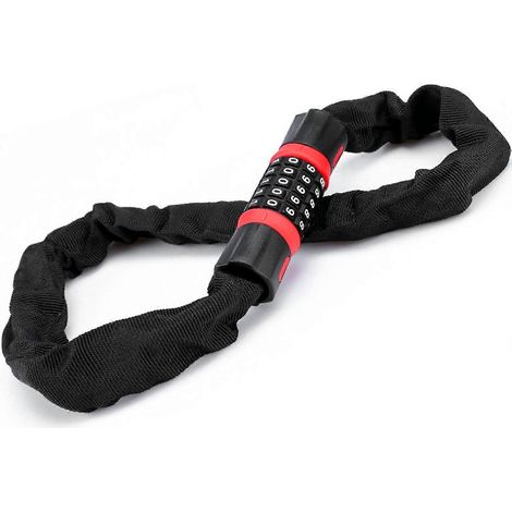 Antivol de vélo à chaîne, combinaison à 5 chiffres, haute sécurité, 60 cm, réinitialisable, robuste, pour vélo (1/5)