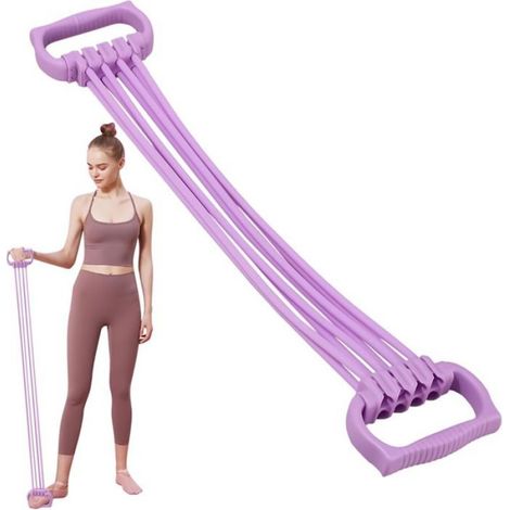 Bandes De Resistance - 5 Niveaux De Tension - Pour Entrainement Fitness Maison Et Yoga - Set Complet Avec Poignées Et Ancre Portative - 5 Pièces (1/5)