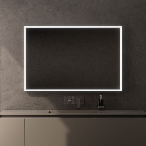 Inda - Specchio LED Pirano 120x80cm dimmerabile con telaio bianco (1/5)