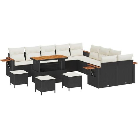 Garden Sofa Set with Cushion 18 pcs Black and Cream Poly Rattan vidaXL (1/5)