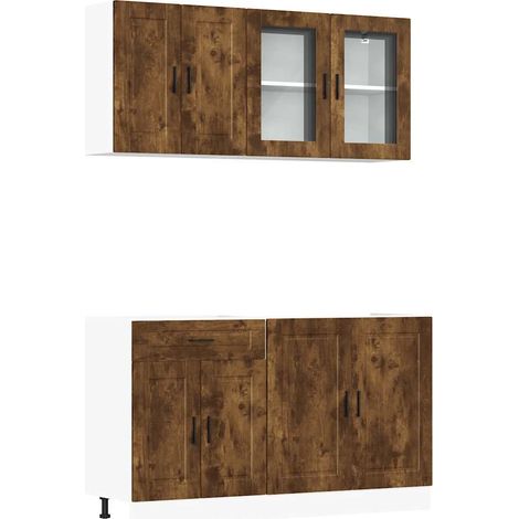 Maison Exclusive - Set Mobili da Cucina 4 pz Porto Rovere Fumo Legno Multistrato