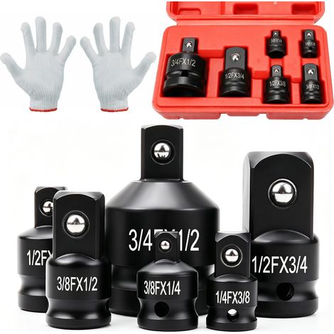 Lot de 6 adaptateurs de force pour visseuse à percussion, convertisseur de clé à douille pour clés à molette et barres de biche (1/5)